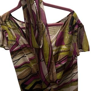 Womens summer dress up nice shirt green purple
